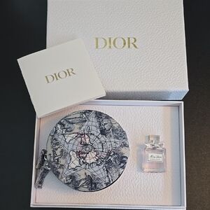 Dior Gift Set with Map Print Pouch and Mini Miss Dior Blooming Bouquet With Box